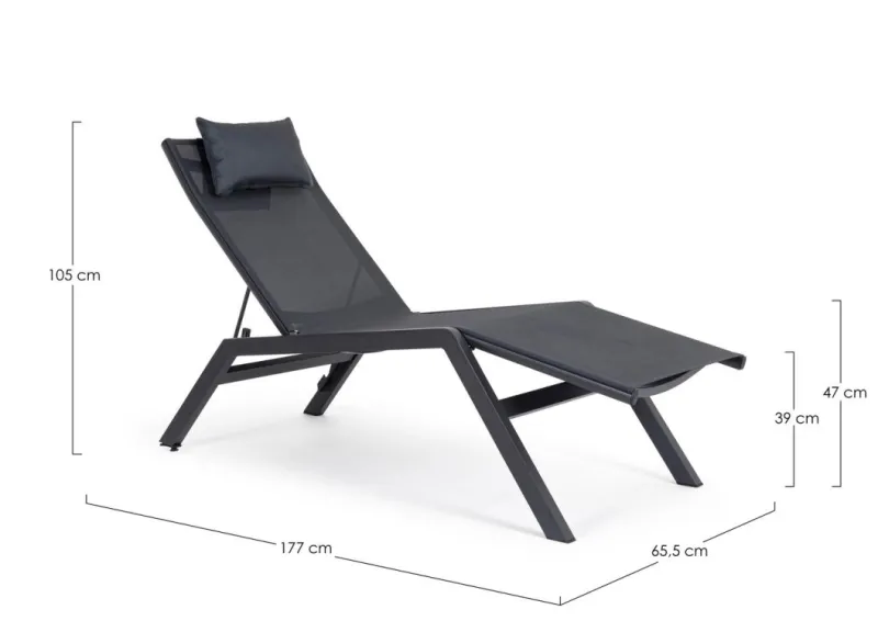 Bizzotto CHAISE LONGUE IN ALLUMINIO ANTRACITE JX55 - KRION