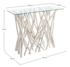 Sale Bizzotto CONSOLLE IN TEAK CON RIPIANO IN VETRO - SAHEL