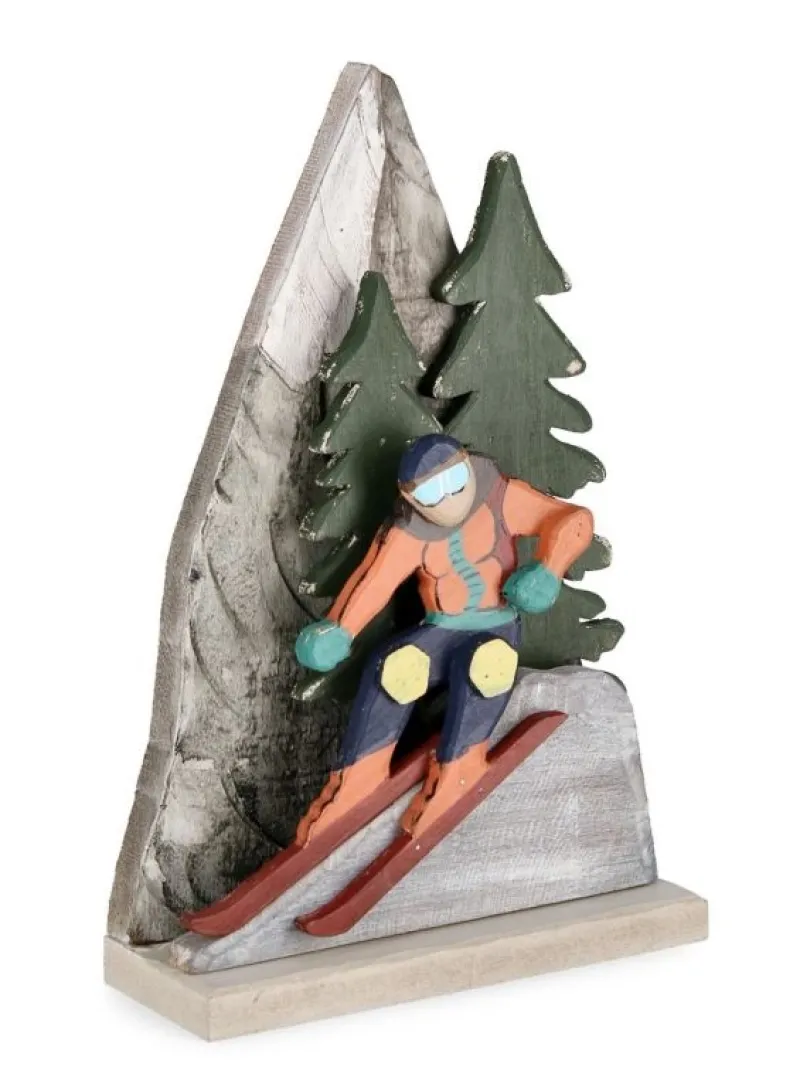 New Bizzotto DECORAZIONE ALPBACH SCIATORE C-PINO H29