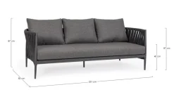 Bizzotto DIVANO 3 POSTI ANTRACITE WG21- JACINTA