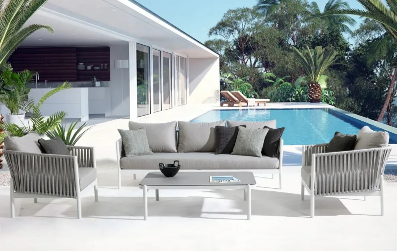 Clearance Bizzotto DIVANO IN CORDA PER ESTERNO BIANCO WG20 - FLORENCIA