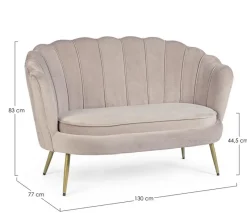 Discount Bizzotto DIVANO IN VELLUTO GRIGIO CHIARO - GILIOLA