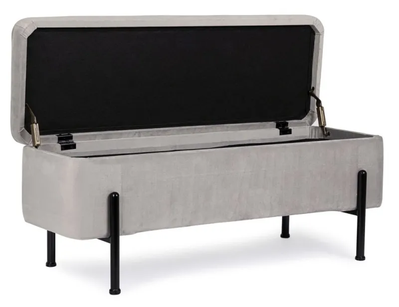 Clearance Bizzotto PANCA CONTENITORE IN VELLUTO GRIGIO CHIARO - IRINA