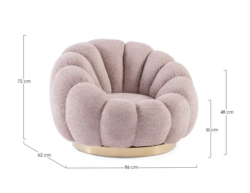 New Bizzotto POLTRONA GIREVOLE EFFETTO BOUCLE' ROSA ANTICO - FLOREL