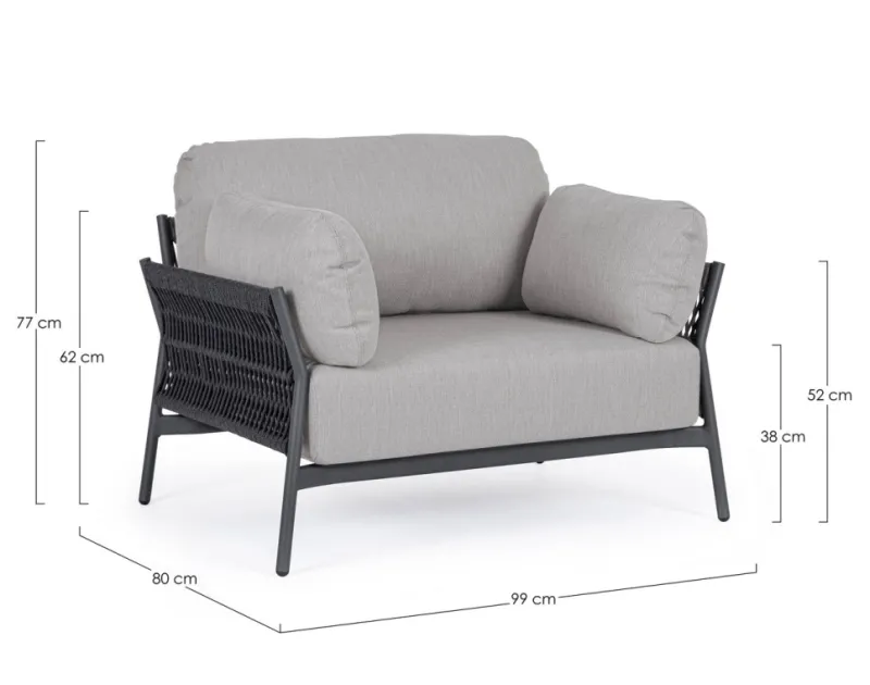 Best Bizzotto POLTRONA IN ALLUMINIO ANTRACITE QS22/GRAPHITE- PARDIS