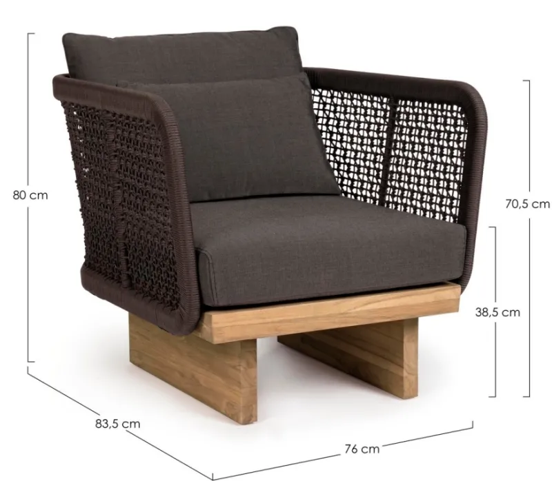 Clearance Bizzotto POLTRONA IN CORDA PER ESTERNO - XYLIA DARK
