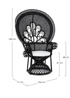 Outlet Bizzotto POLTRONA IN FIBRE NATURALI SFODERABILE NERO - PEACOCK