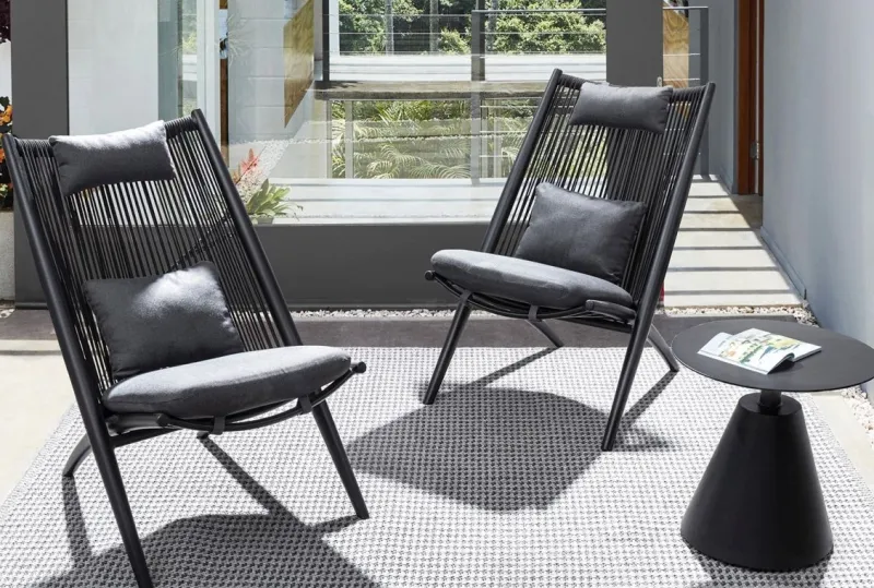 Bizzotto POLTRONA LOUNGE IN CORDA PER ESTERNO NERO XK0Y - ALOHA NEW