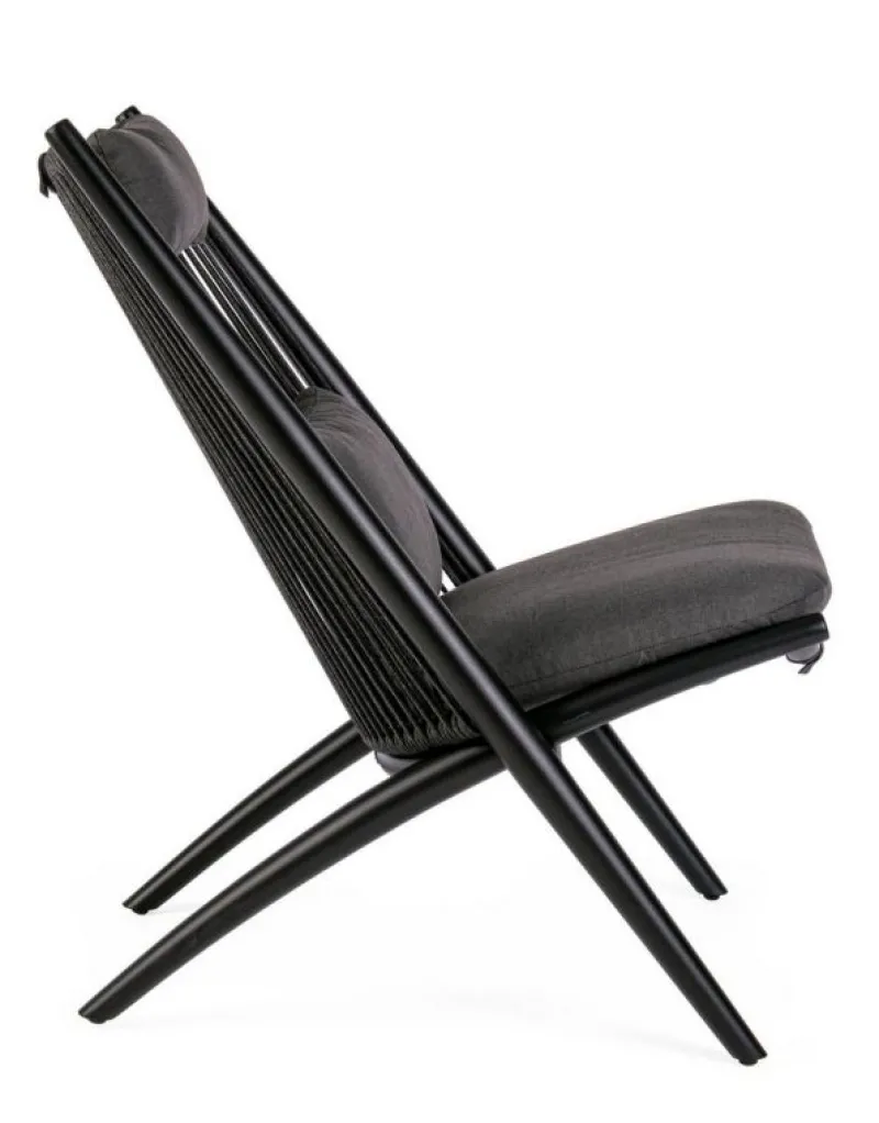 Bizzotto POLTRONA LOUNGE IN CORDA PER ESTERNO NERO XK0Y - ALOHA NEW