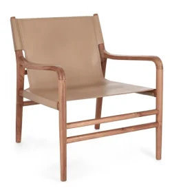 Best Bizzotto POLTRONA LOUNGE IN PELLE TORTORA- CAROLINE