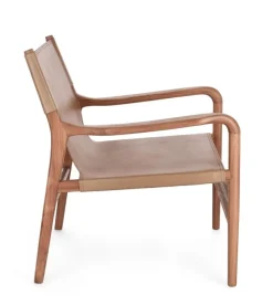 Best Bizzotto POLTRONA LOUNGE IN PELLE TORTORA- CAROLINE