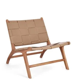 Outlet Bizzotto POLTRONA LOUNGE IN PELLE TORTORA - JOANNA