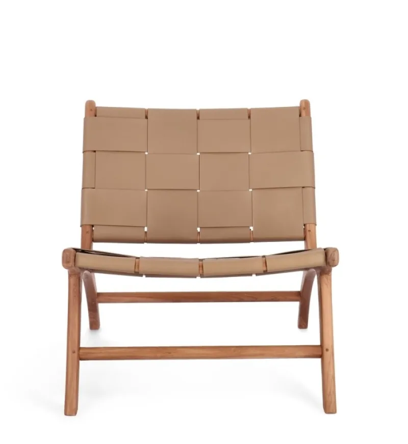 Outlet Bizzotto POLTRONA LOUNGE IN PELLE TORTORA - JOANNA