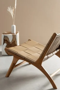 Outlet Bizzotto POLTRONA LOUNGE IN PELLE TORTORA - JOANNA