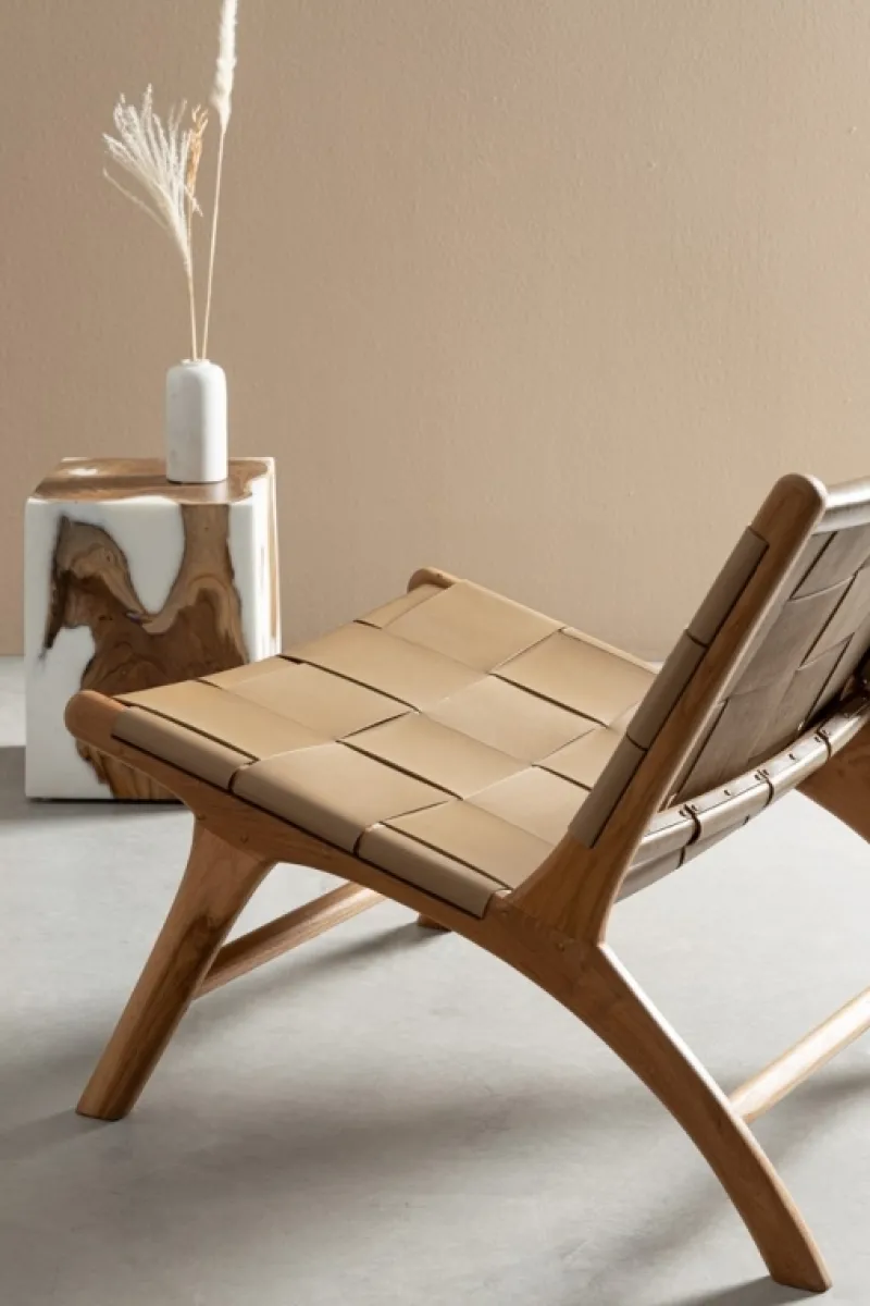 Outlet Bizzotto POLTRONA LOUNGE IN PELLE TORTORA - JOANNA