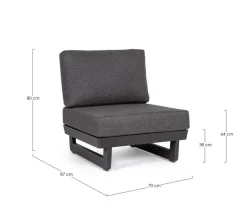 Clearance Bizzotto POLTRONA MODULARE IN ALLUMINIO ANTRACITE WG21 - INFINITY