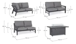 Hot Bizzotto SALOTTO ANGOLARE IN ALLUMINIO ANTRACITE PG61 - HENDRIX