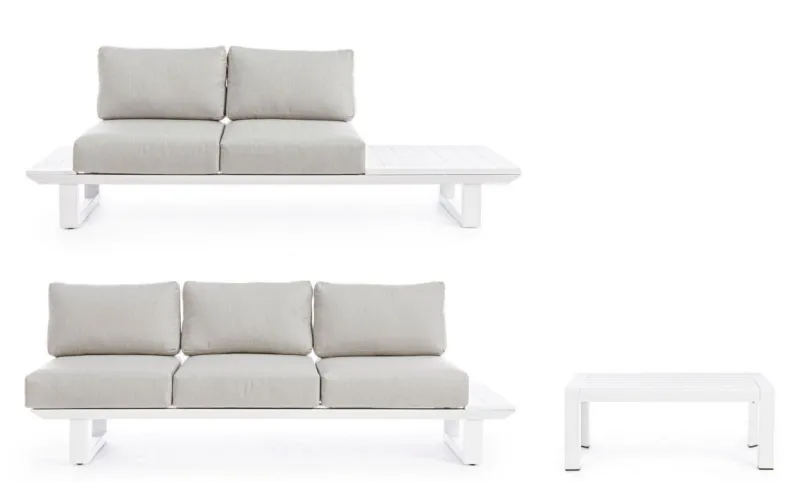 New Bizzotto SALOTTO ANGOLARE IN ALLUMINIO BIANCO CX21 - KONNOR