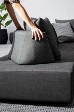 Clearance Bizzotto SALOTTO ANGOLARE IN TESSUTO PER ESTERNO ANTRACITE - PIPER