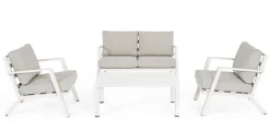 Clearance Bizzotto SALOTTO IN ALLUMINIO CON CUSCINI BIANCO YK11 - HARLEY