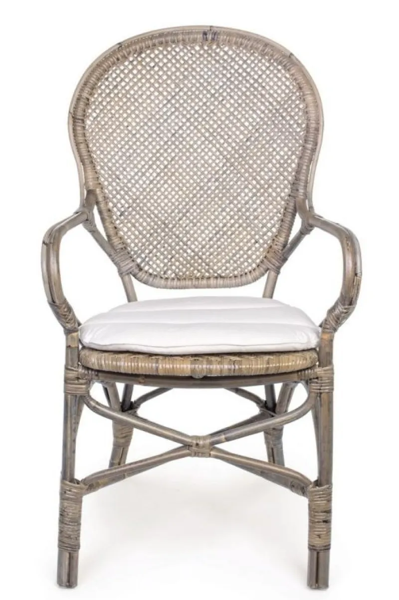 Outlet Bizzotto SEDIA CON BRACCIOLI IN FIBRE NATURALI - EDELINA