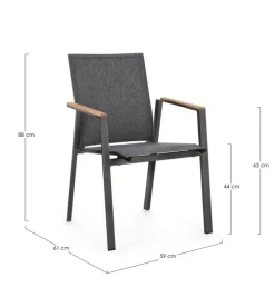 Online Bizzotto SEDIA IN ALLUMINIO ANTRACITE GK52 - CAMERON