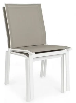 Hot Bizzotto SEDIA IN ALLUMINIO IMPILABILE BIANCO/TORTORA GK50 - CRUISE