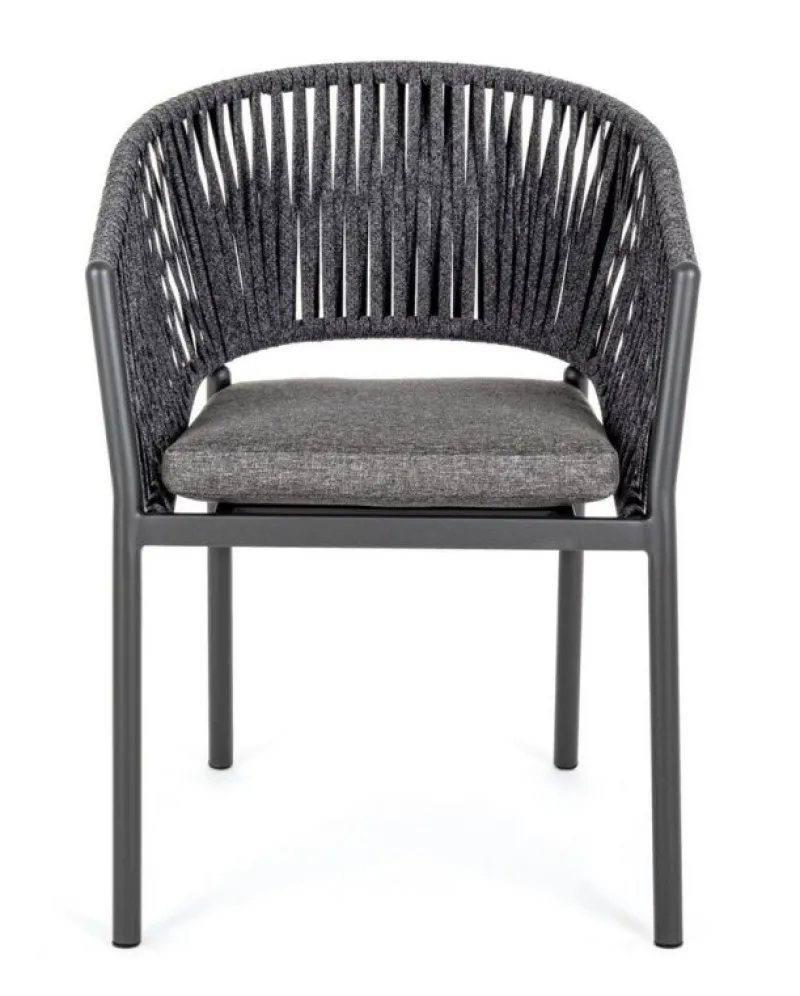 Discount Bizzotto SEDIA IN CORDA PER ESTERNO IMPILABILE ANTRACITE - FLORENCIA