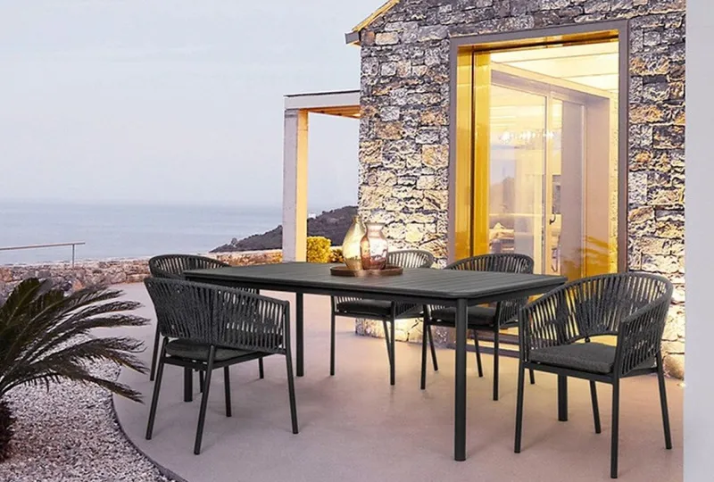 Discount Bizzotto SEDIA IN CORDA PER ESTERNO IMPILABILE ANTRACITE - FLORENCIA