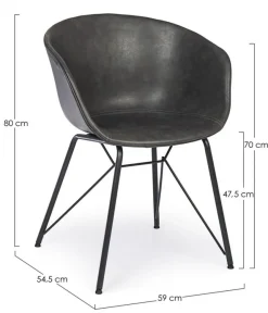 Online Bizzotto SEDIA IN ECOPELLE ANTRACITE - WARHOL