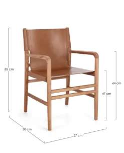Best Bizzotto SEDIA IN PELLE CON BRACCIOLI COGNAC - CAROLINE