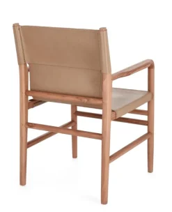 Outlet Bizzotto SEDIA IN PELLE CON BRACCIOLI TORTORA - CAROLINE