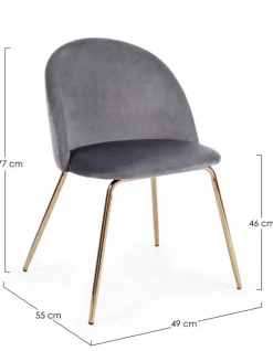 Best Bizzotto SEDIA IN VELLUTO GRIGIO SCURO - TANYA