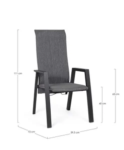 Bizzotto SEDIA RECLINABILE IN ALLUMINIO ANTRACITE JX55 - ETHAN