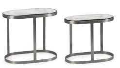 Hot Bizzotto SET 2 TAVOLINI OVALI FINITURA NICKLE - ZAYLA