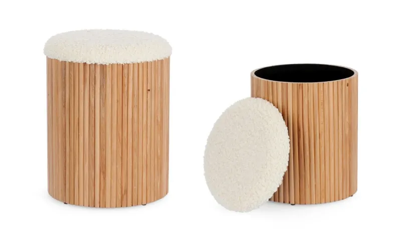 New Bizzotto SET2 POUF CONTENITORE IN TESSUTO NATURALE - NEDA