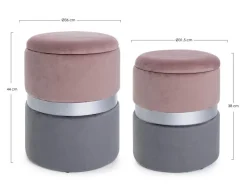 Sale Bizzotto SET2 POUF CONTENITORE ROSA GRIGIO - POLINA