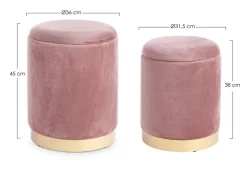 Clearance Bizzotto SET2 POUF CONTENITORE ROSA ANTICO - POLINA