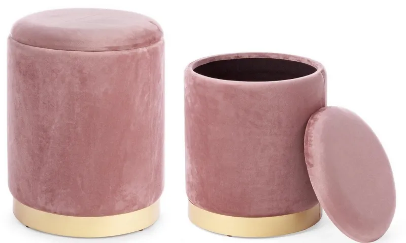 Clearance Bizzotto SET2 POUF CONTENITORE ROSA ANTICO - POLINA