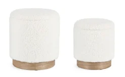 New Bizzotto SET2 POUF CONTENITORE ZOYA BIANCO TEDDY