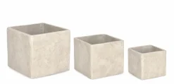 Clearance Bizzotto SET3 P.VASO MEILI QUADRATO BASSO BEIGE