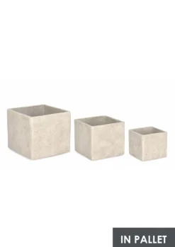 Clearance Bizzotto SET3 P.VASO MEILI QUADRATO BASSO BEIGE