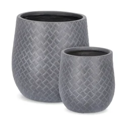 Sale Bizzotto SET2 P.VASO RHOMBUS BOMB BASSO ANTRACITE