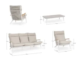 Clearance Bizzotto SET4 SALOTTO C-C IBISCO BIANCO WG20