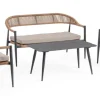 Clearance Bizzotto SET4 SALOTTO C-C JANDIA ANTRACIT/NATURAL