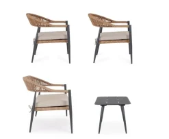 Clearance Bizzotto SET4 SALOTTO C-C JANDIA ANTRACIT/NATURAL