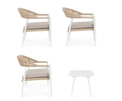Clearance Bizzotto SET4 SALOTTO C-C JANDIA BIANCO/BEIGE