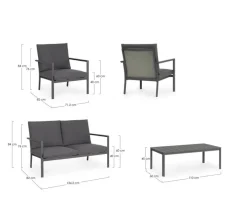 Hot Bizzotto SET4 SALOTTO C-C KONNOR ANTRACITE CX23