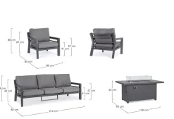Discount Bizzotto SET4 SALOTTO IN ALLUMINIO ANTRACITE PG61 - HENDRIX
