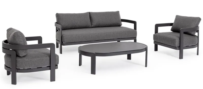 Best Bizzotto SET4 SALOTTO IN CORDA PER ESTERNO ANTRACITE WG21 - PRESLEY